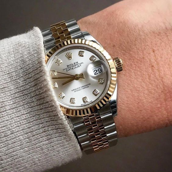 Datejust Two-tone fond argenté (chiffres en diamant) 36mm